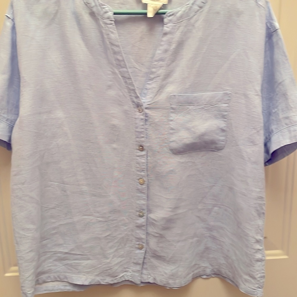 C&C California Pale Blue Short Sleeve Button Front Shirt - Picture 4 of 4